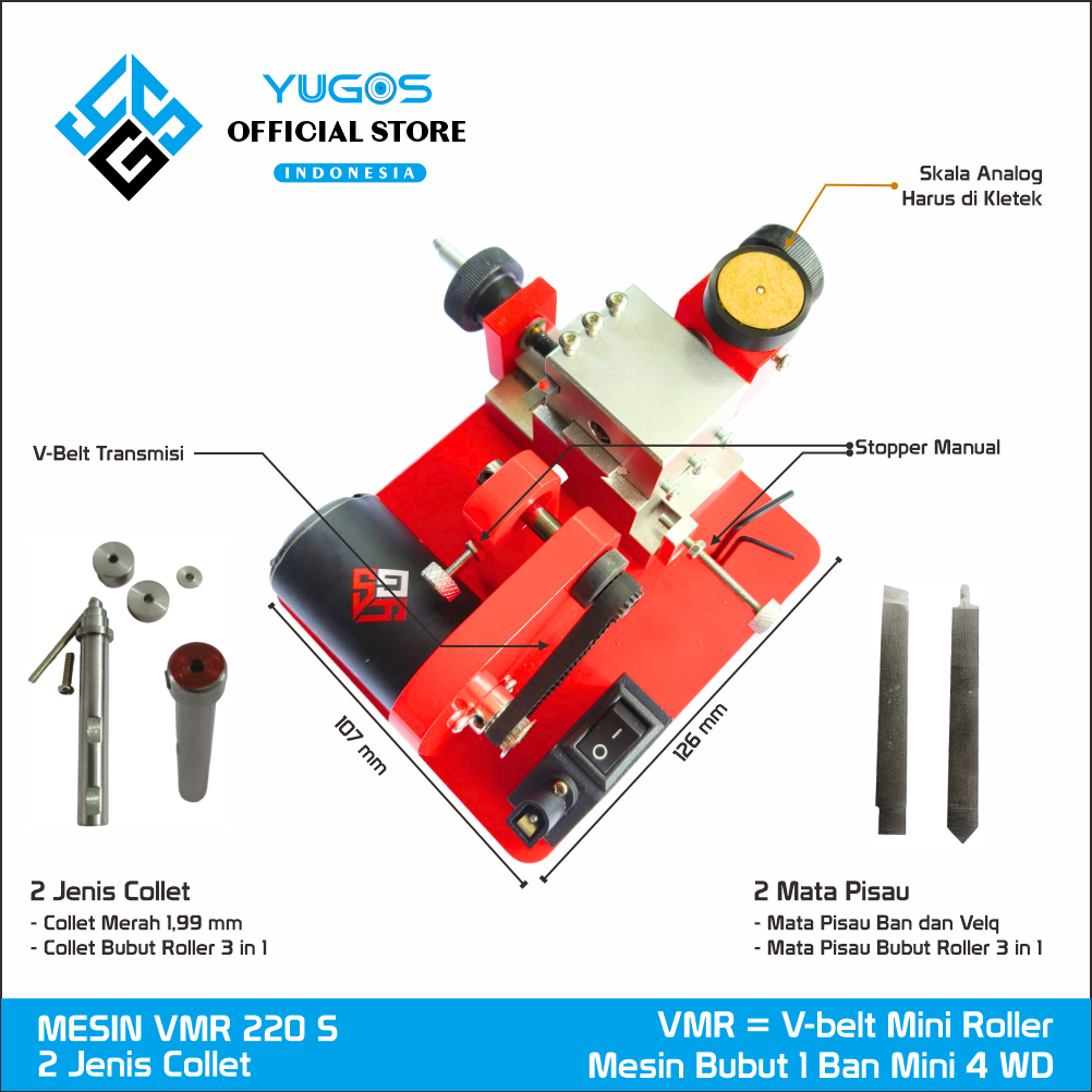 Mesin bubut mini 4 WD  VMR220S YUGOS Development