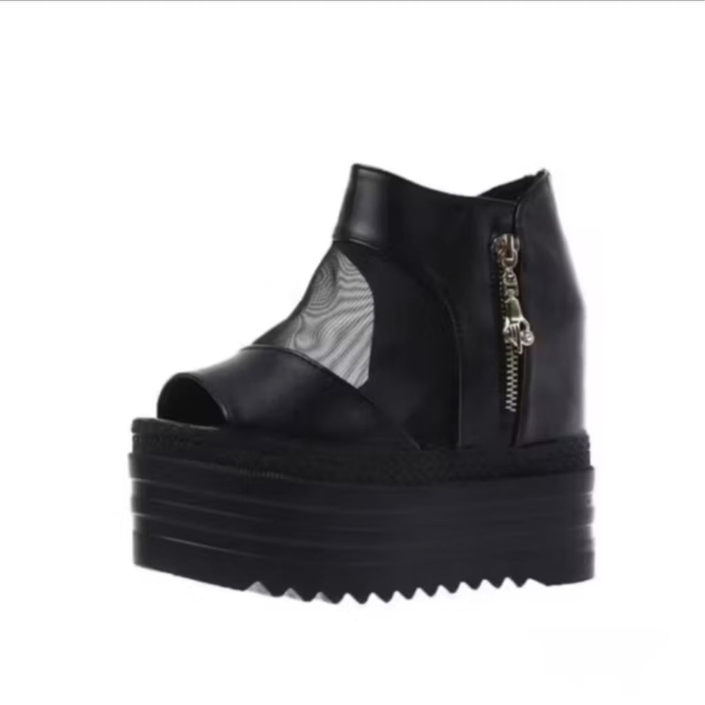 Sepatu Wedges sandals Fashion Korea Sepatu Wanita Sandal wanita - HITAM 37