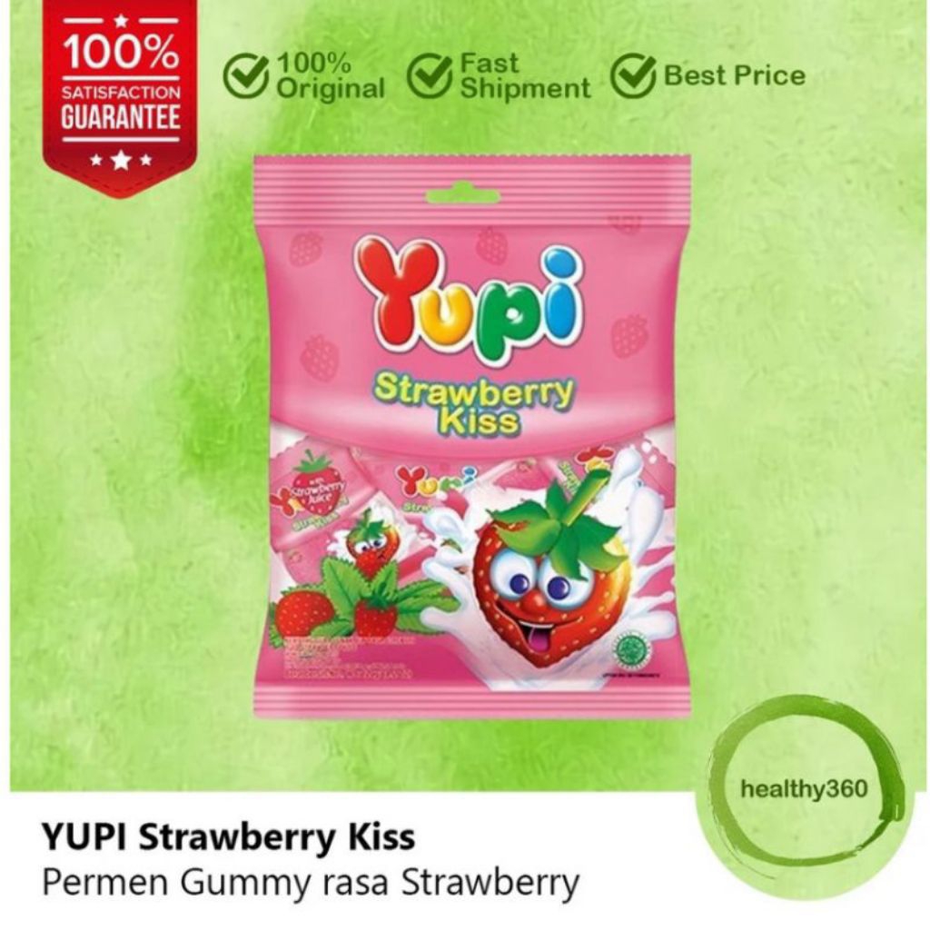 YUPI STRAWBERRY KISS PERMEN YUPI KISS 120GR