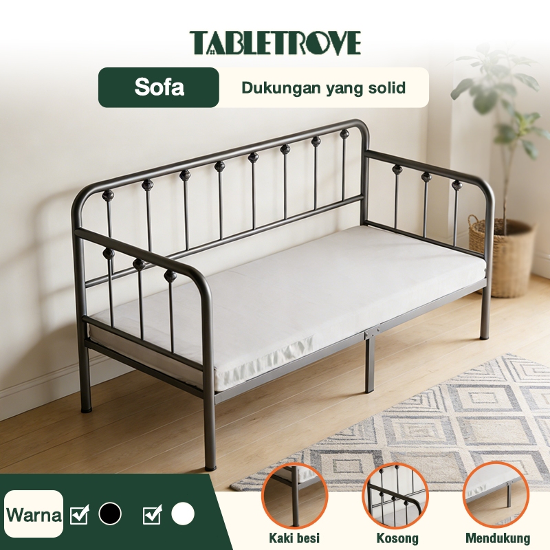 TABLETROVE Tempat Tidur Sofa Besi Tempa Ranjang Sofa Daybed Ranjang Divan Dipan Yang Tebal