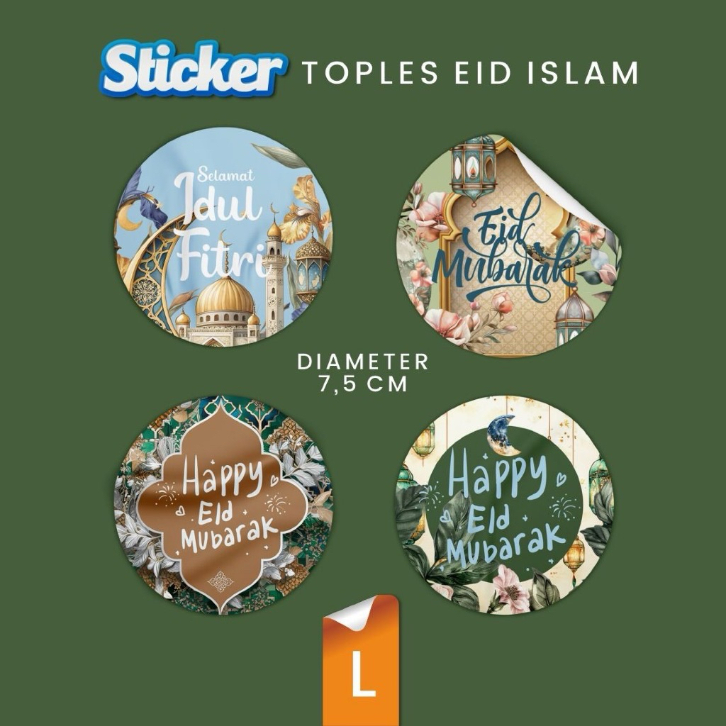 Stiker lebaran stiker STICKER TOPLES IDUL FITRI STIKER KUE KERING LEBARAN | STIKER BULAT HAMPERS | S