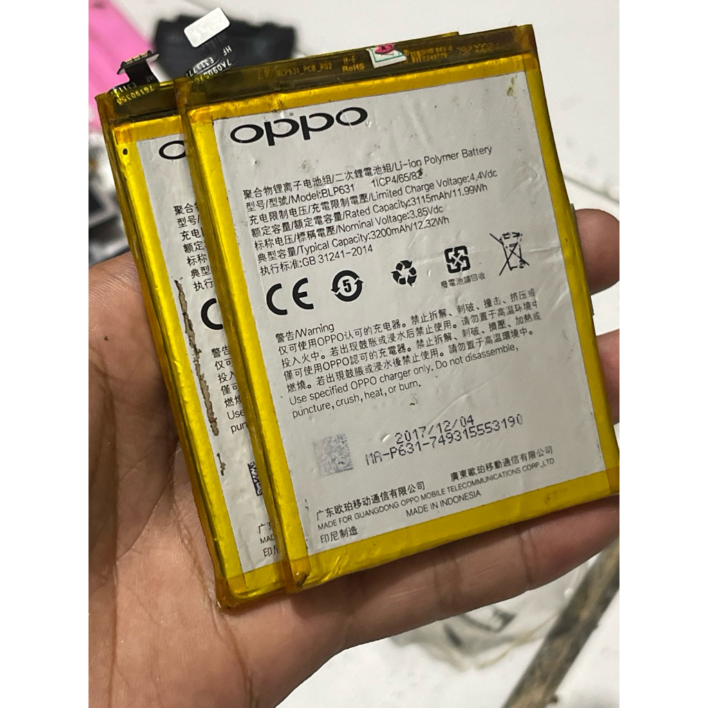 batre oppo f3 BLP631 original cabutan