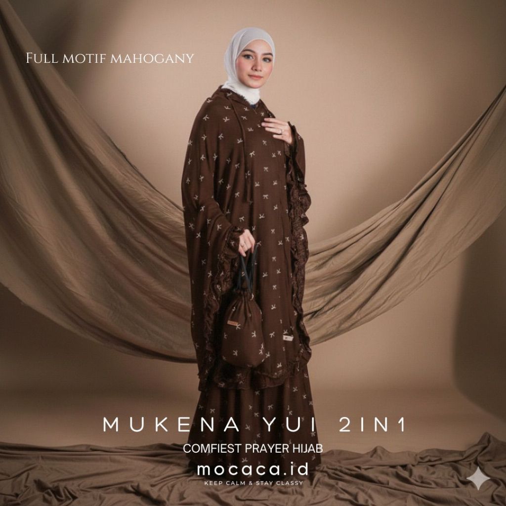 Mukena Rayon Premium Mukena YUI Motif Cantik Motif Bunga Tas Serut Mukena Kekinian Mukena Jumbo