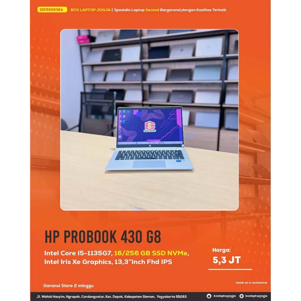 LAPTOP SECOND BERKUALITAS HP 14S-Probook Core I5 1135G7