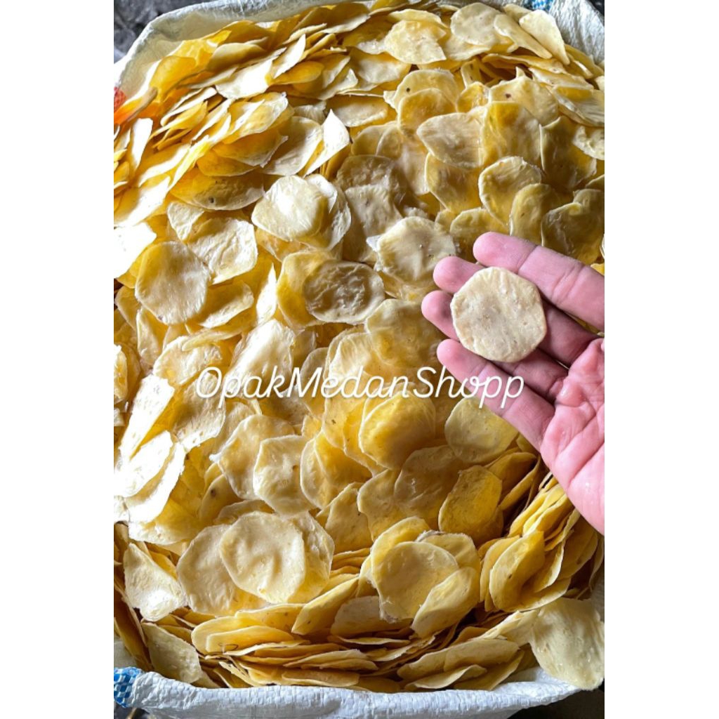 Kerupuk Opak singkong mentah, Opak Koin Tawar Original  khas Medan 1 kg - [HALAL]