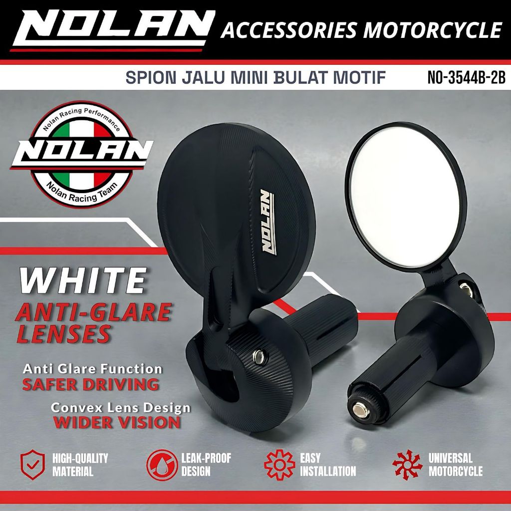 kaca spion jalu bulat nolan original part italy perfomance racing universal segala jenis motor vario