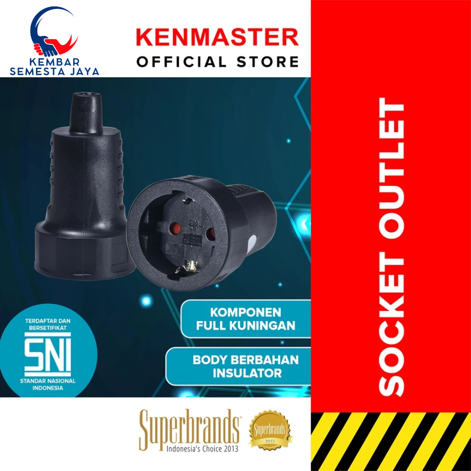 KENMASTER 426 Steker Plug Kepala Colokan Listrik Sambungan Kabel Listrik Full Kuningan SNI 2500 Watt