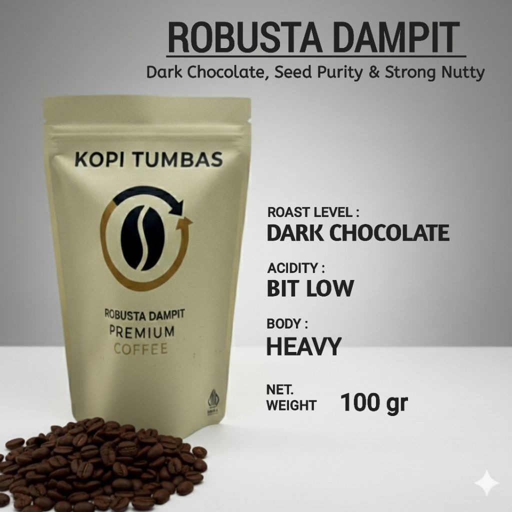 KOPI TUMBAS ROBUSTA DAMPIT BUBUK & BIJI ROASTING | 100GR
