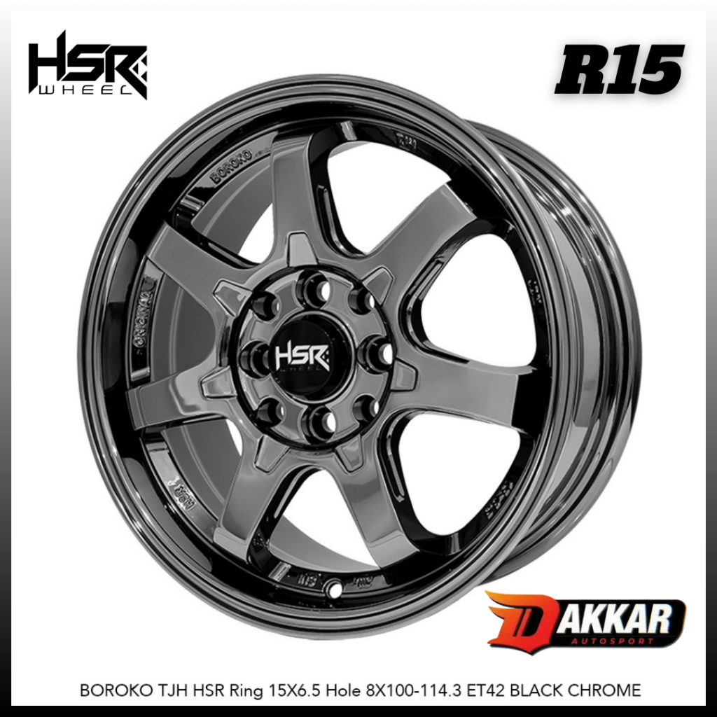 Velg Mobil Racing Te37 Ring 15 Warna Black Chrome HSR BOROKO TJH R15 Lebar 65 Et 42 Alloy