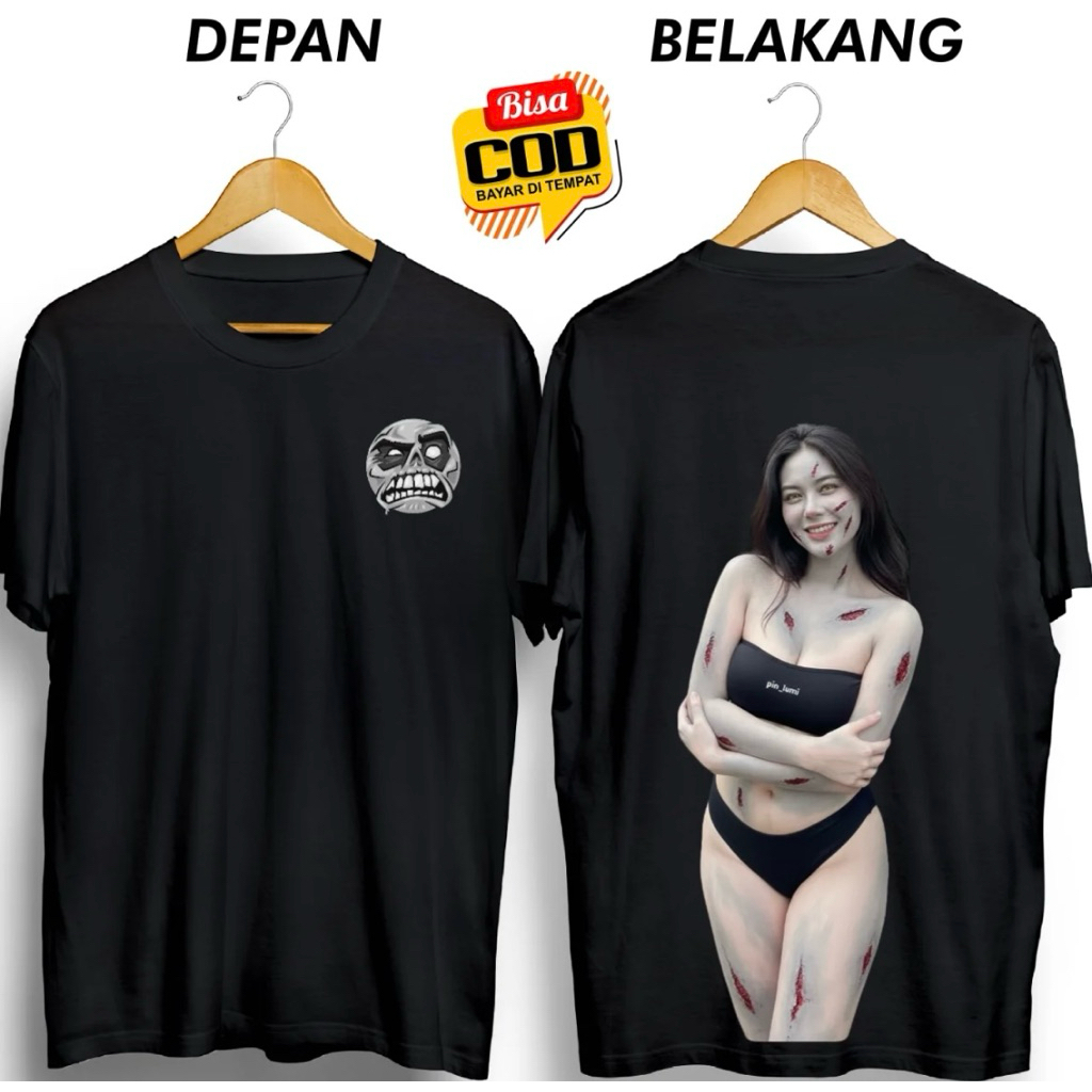 KAOS DISTRO PRIA HANTU CEWE CANTIK SEKSI DTF