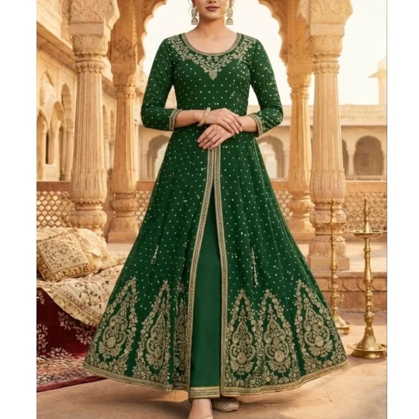 Baju India Wanita Anarkali Belah Tengah Baru Ori India Brand Vinan