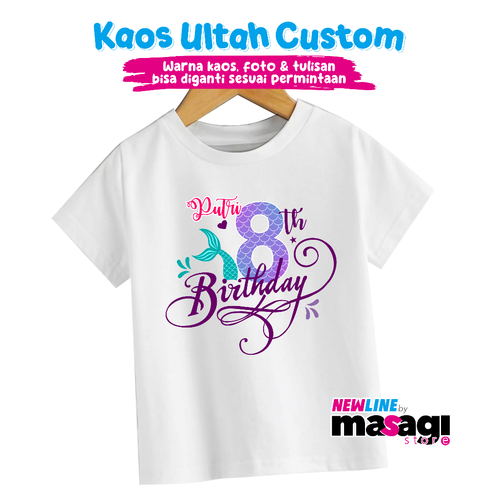 Kaos Ulang Tahun Couple Unisex Bahan Cotton Sablon DTF Foto atau Nama