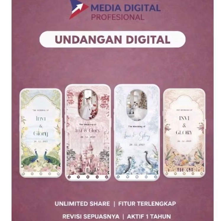 Undangan Digital Pernikahan Website Online Premium | Undangan Web Nikah Aesthetic Art Foto & Tanpa F