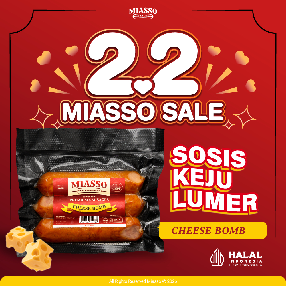 [TERLARIS] MIASSO - Cheese Bomb | Premium Sausages | Sosis Keju Halal Frozen Food