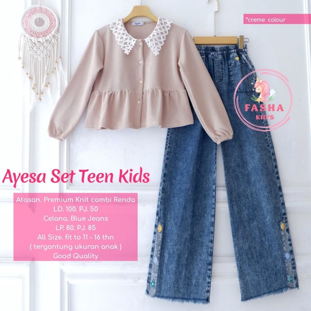 100% ORI Baju setelan anak Ayesa Lova Tira set teen kids usia 8 9 10 -15th by fasha - | Baju setrok 