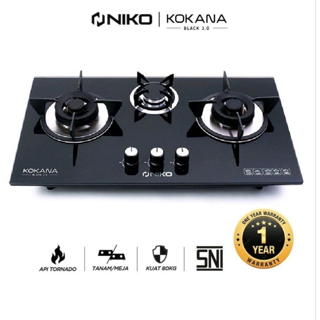 Niko Kompor Tanam 3 Tungku Kokana Black 3.0