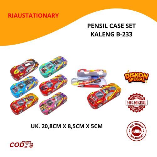 Kotak Pensil Kaleng Set Mobil B-233 Tempat Pensil Anak Laki-laki Unik Multifungsi Didesain Bentuk Ke