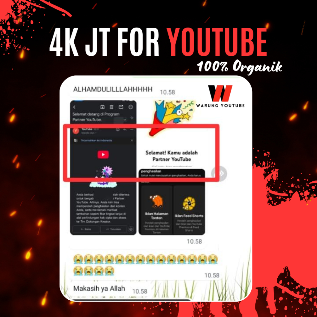 4000 JT YT + Free Subscriber Warung YouTube