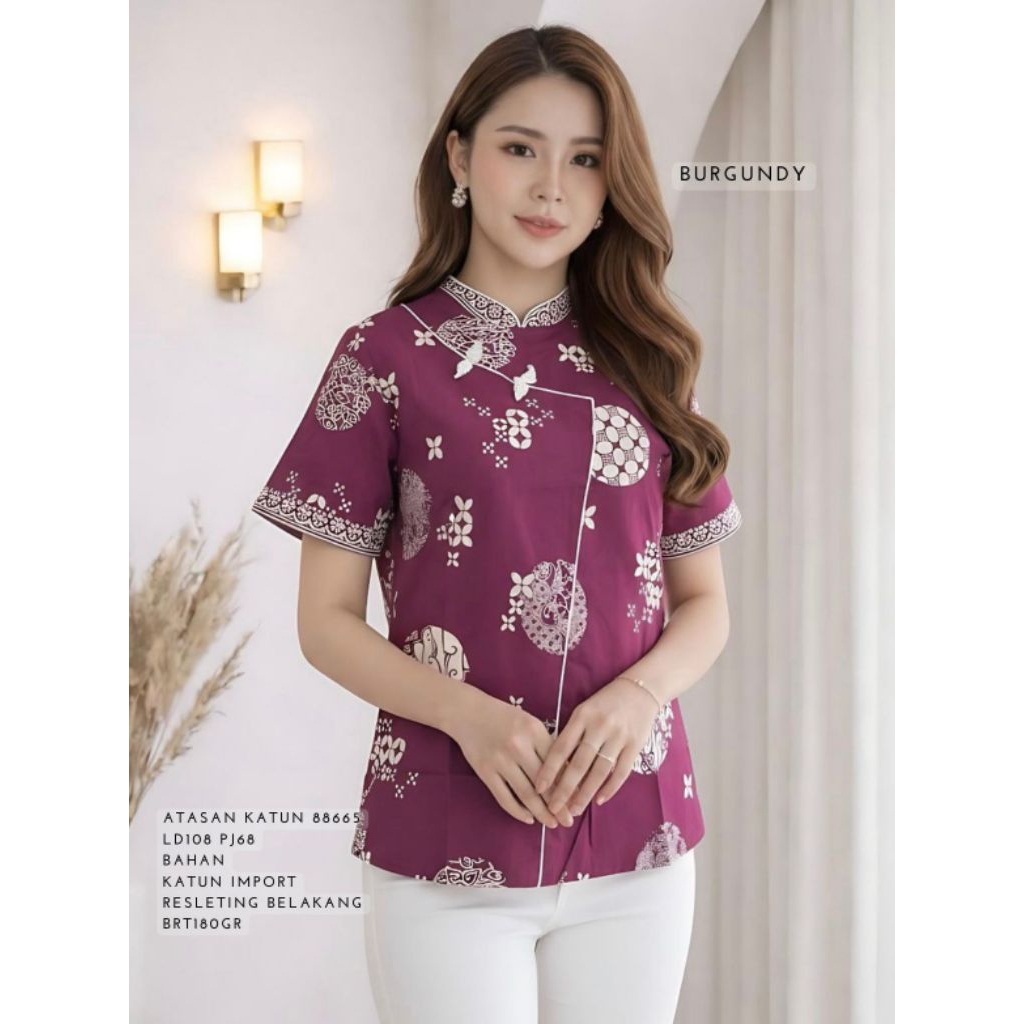 atasan batik imlek, atasan batik cheongsam 88665