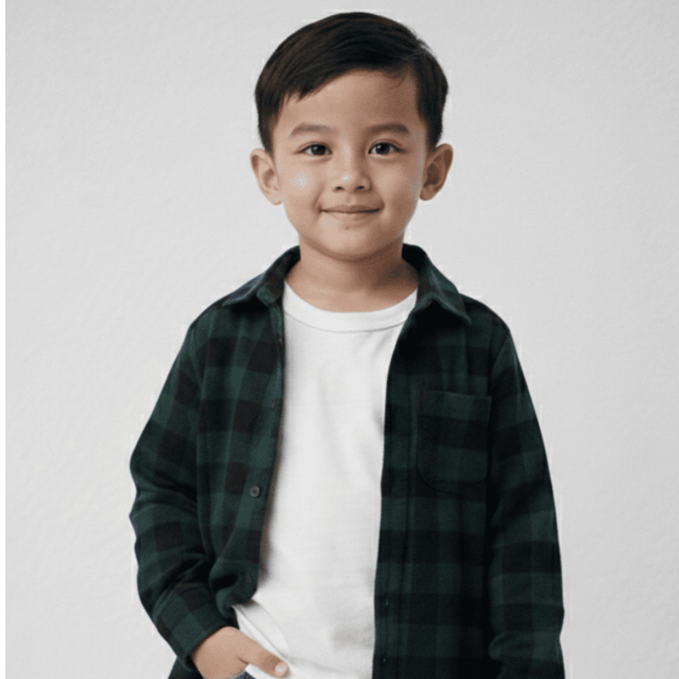 Flanel kemeja "Skiidoo" Flanel cotton motif kotak-kotak "GreenSlayer", usia 1-9tahun UNISEX.