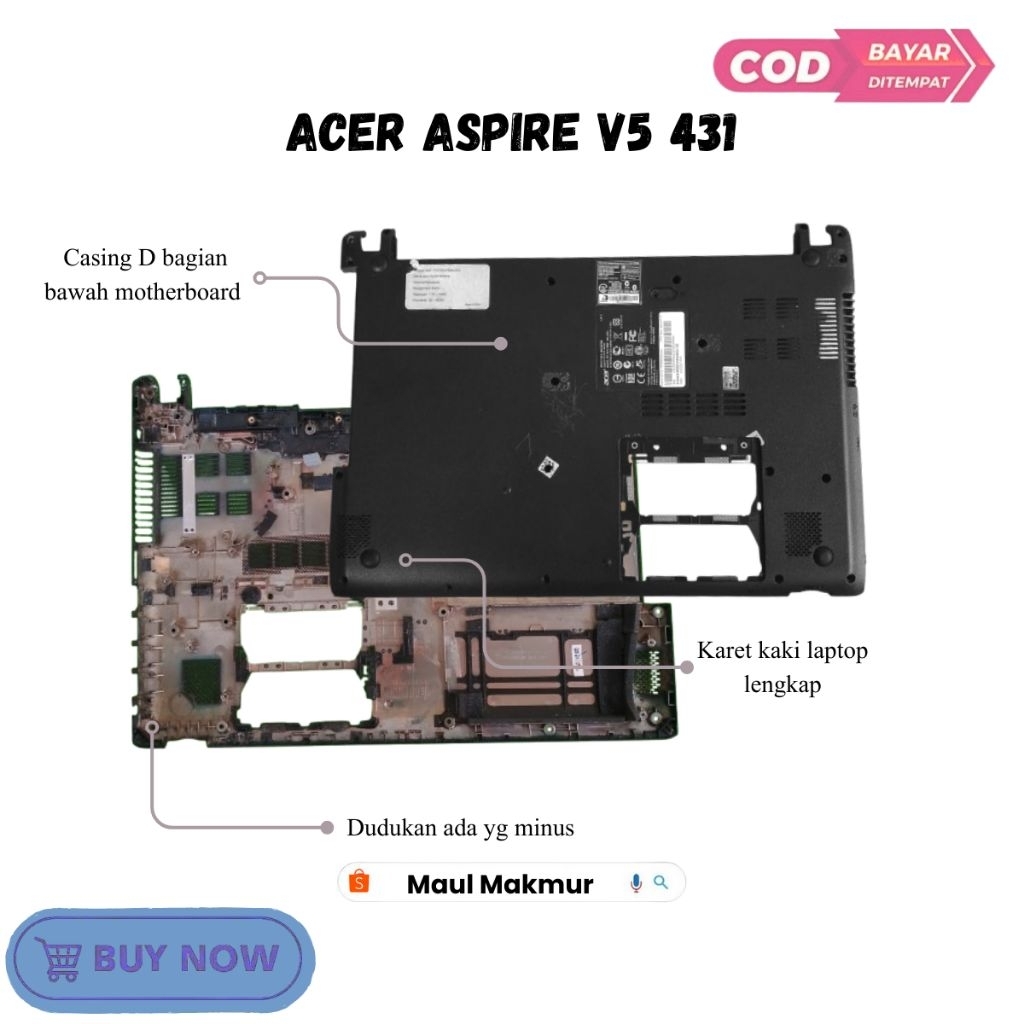 SECOND Casing Bawah Laptop | Acer V5 431 Series | Case D Bagian Bawah Motherboard Laptop