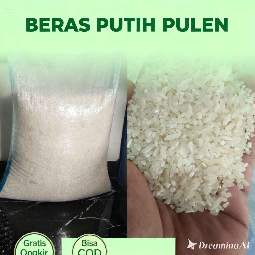 Beras Murah Premium Putih Pulen Kemasan 25 KG Gratis Ongkir Bisa COD