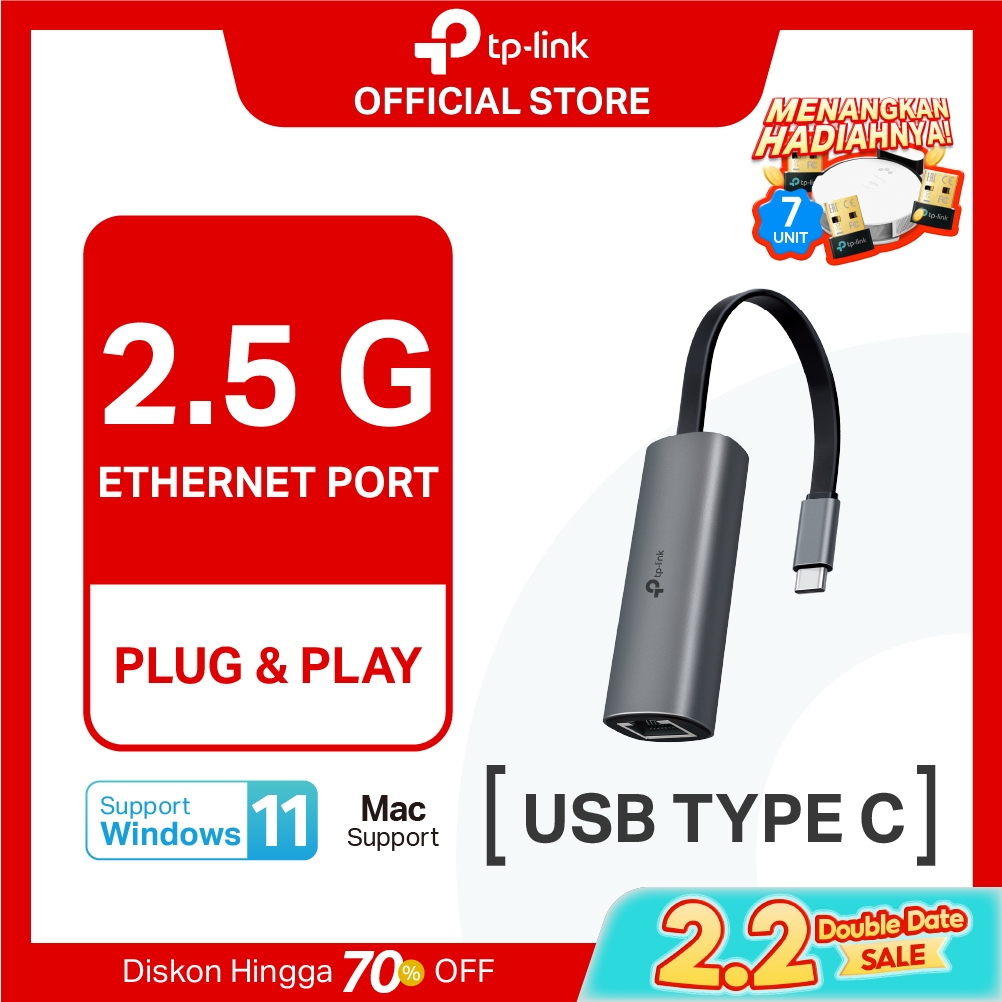 TP-Link UE302C |  USB Type-C to 2.5 Gigabit Ethernet Network Adapter | LAN Adapter  | PC Mac Ipad
