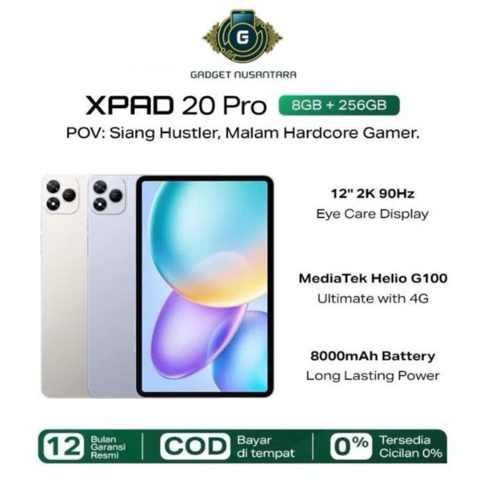 Infinix XPAD 20 Pro 8/256GB - Mediatek G100 Ultimate - 12" 2K 90Hz  - 8000 mAh - 4G LTE