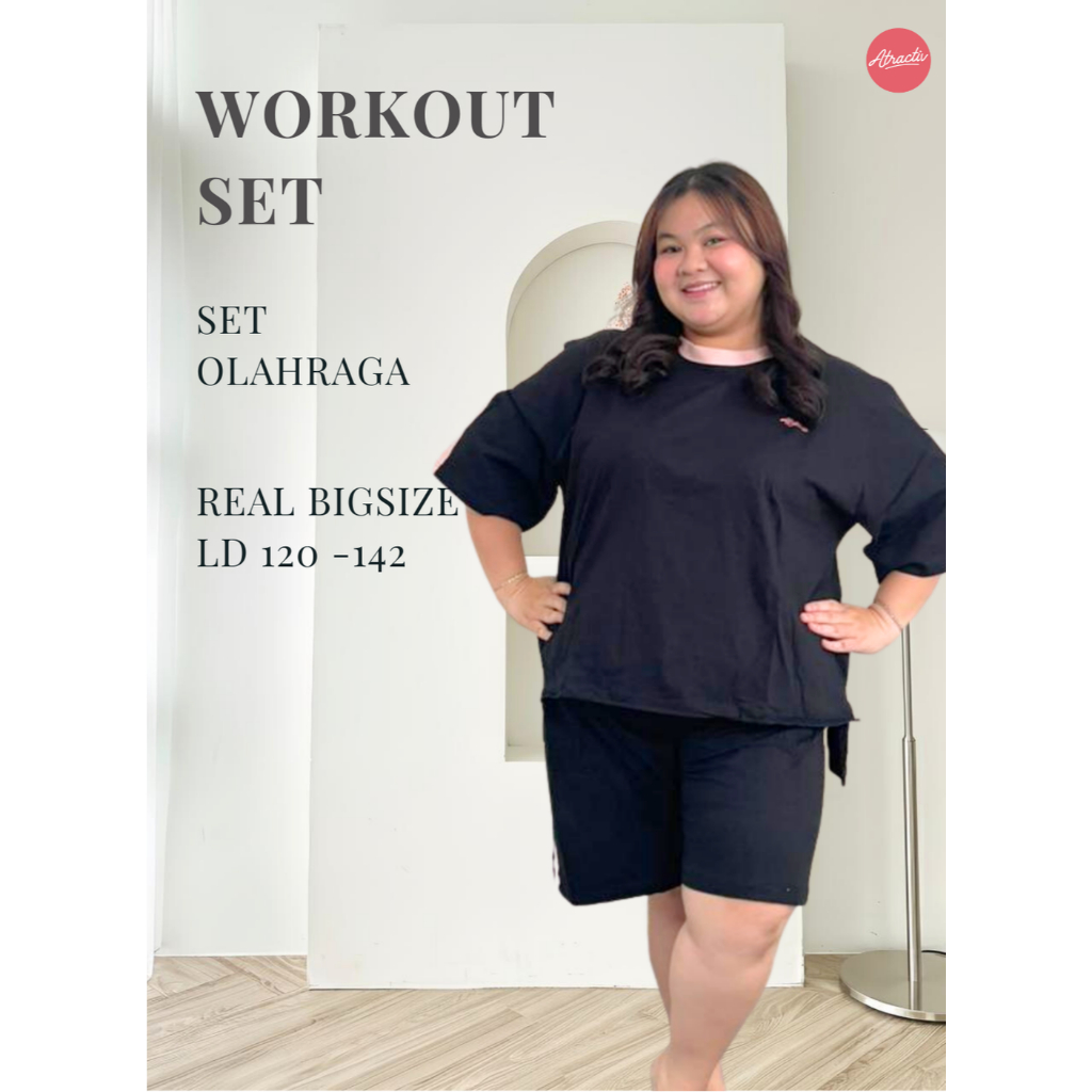 ATRACTIV Setelan Olahraga Jumbo Wanita LD130 LD142 Setelan Olahraga Bigsize Set Olahraga Pendek Jumb