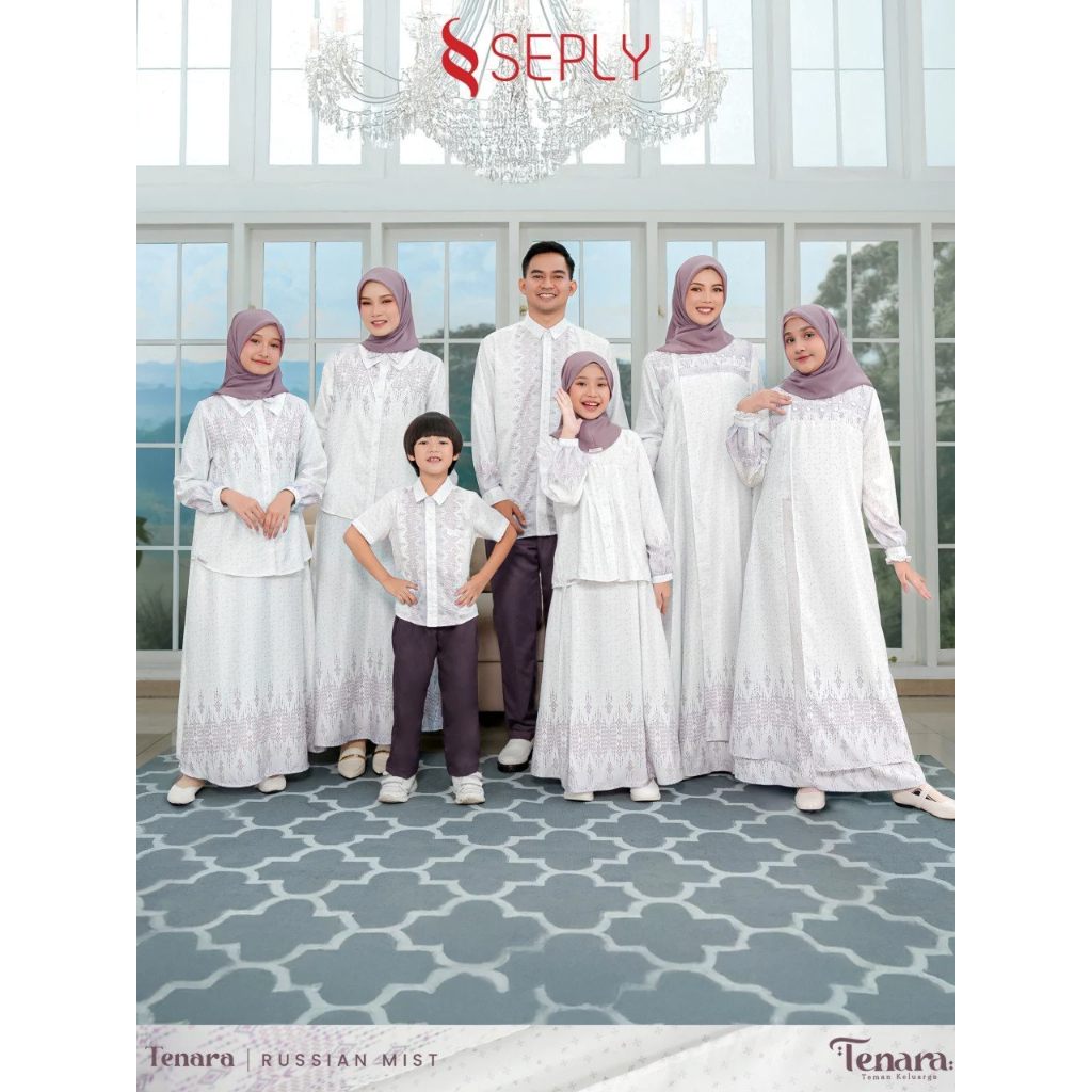 SEPLY RUSSIAN MIST SARIMBIT KELUARGA LEBARAN WARNA PUTIH, SET FAMILY WARNA PUTIH