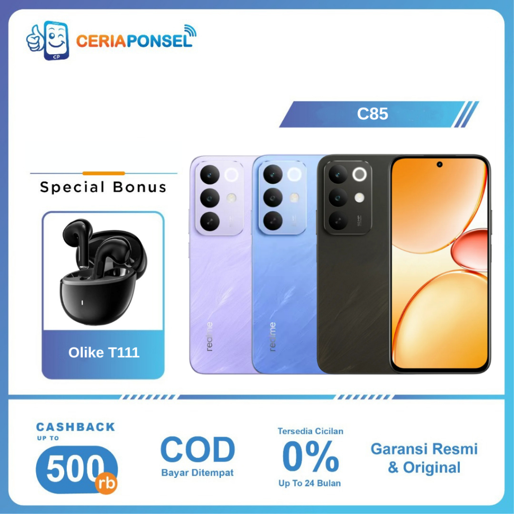Realme C85 6/128GB, 8/128GB & 8/256GB Snapdragon 685 50MP 7000mAh 45W | Garansi Resmi Realme Indones
