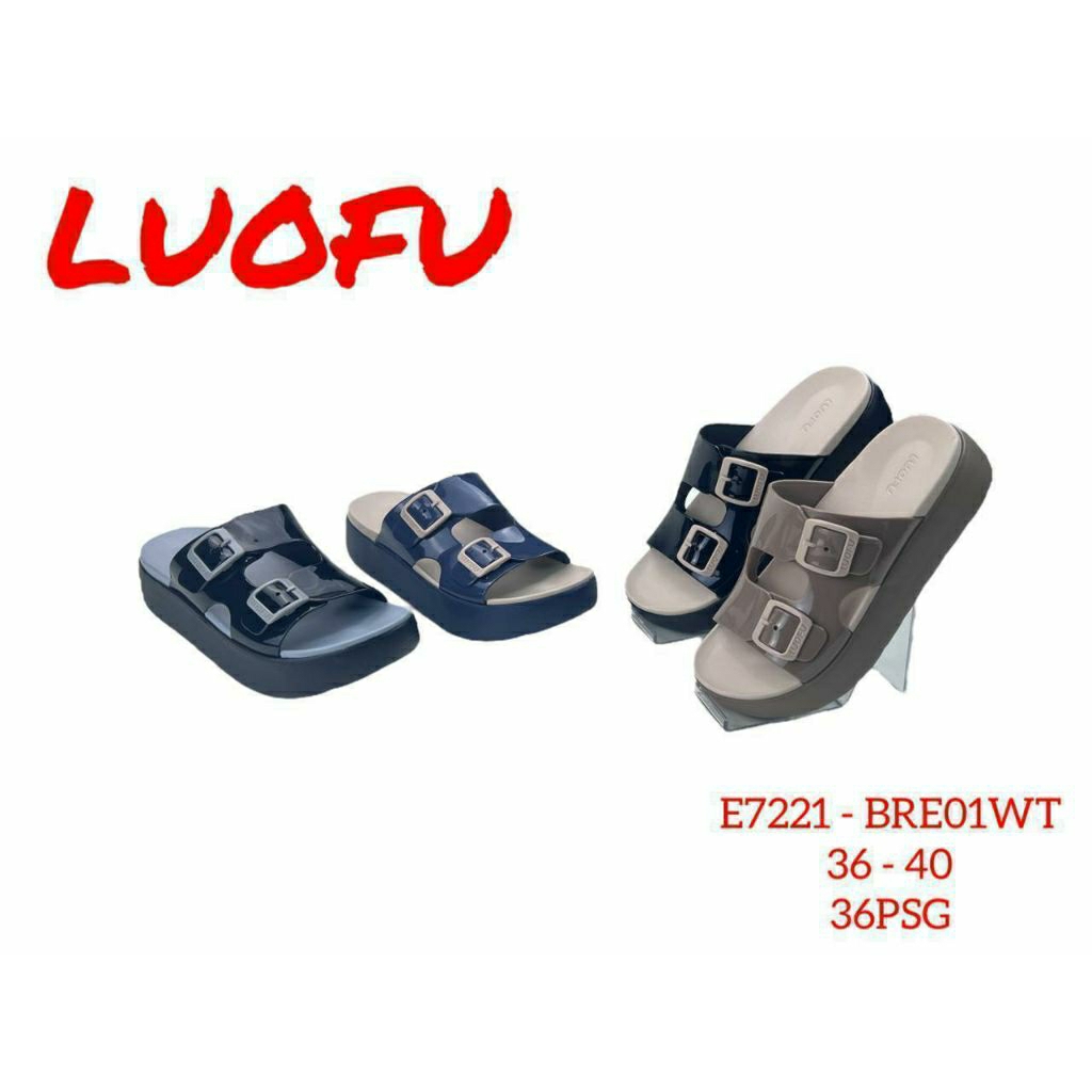 Sandal Luofu Ban 2 Gesper Tinggi E7221, Sandal Import Berkualitas