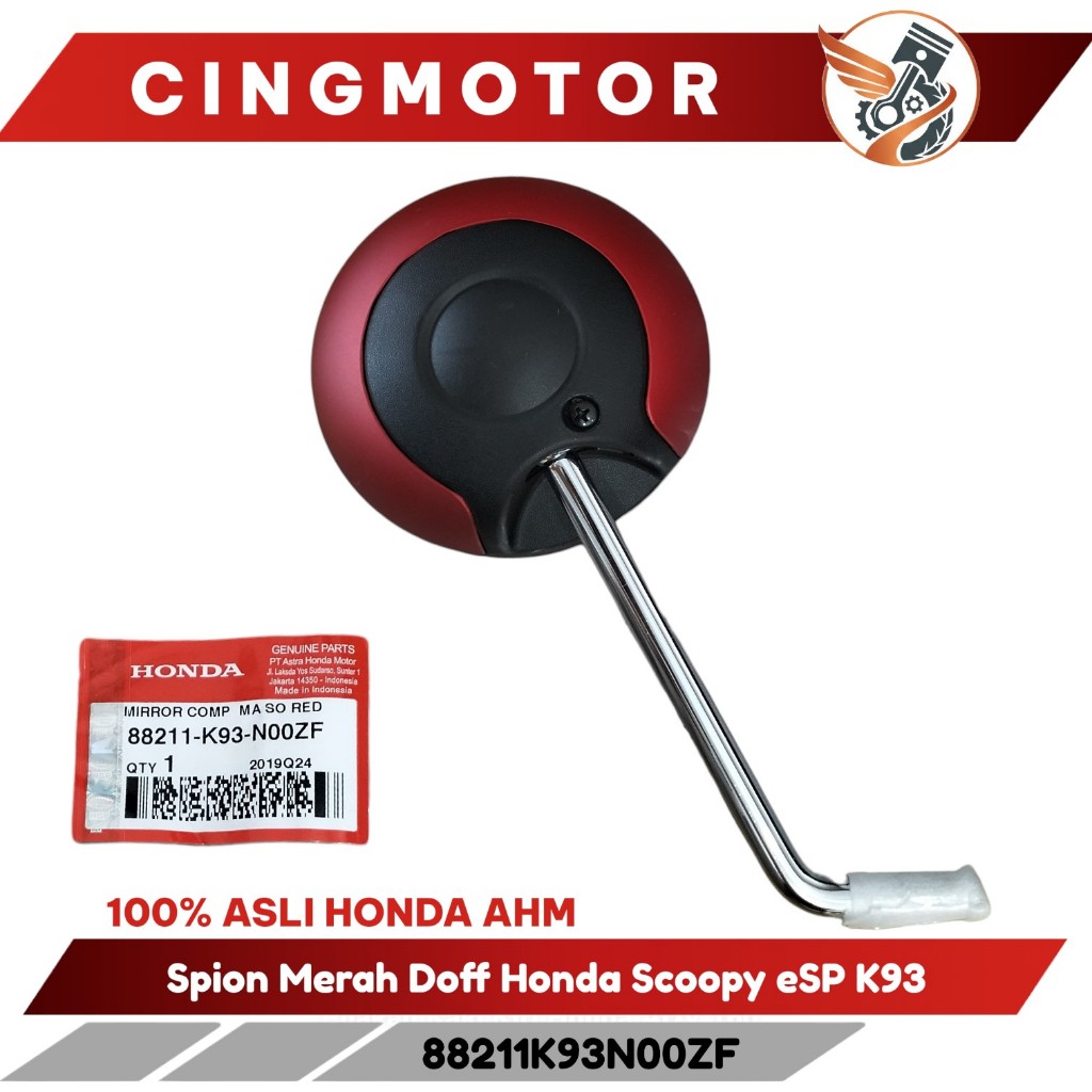 KACA SPION KANAN KIRI WARNA MERAH DOFF SCOOPY HONDA PER PCS 88211K93N00ZF ORIGINAL