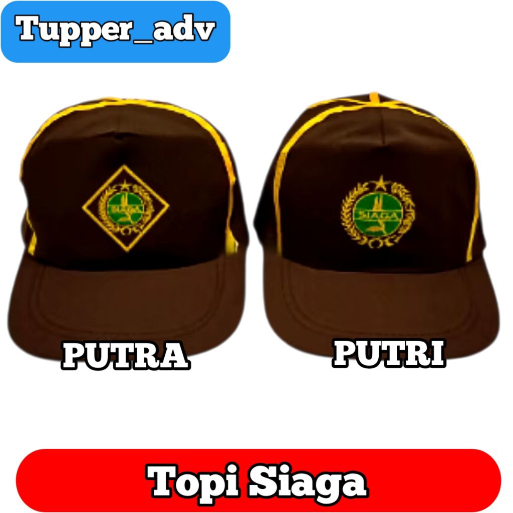 Topi Siaga Pramuka Putra Putri Logo Bordir / Topi Siaga Pramuka Putri / Topi Siaga Pramuka Putra