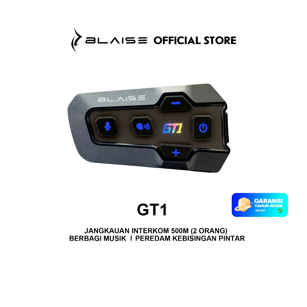 BLAISE GT1 Intercom Helm Waterproof Musik Sharing Interkom Mic Helm Intercom 2 orang Bluetooth Helm