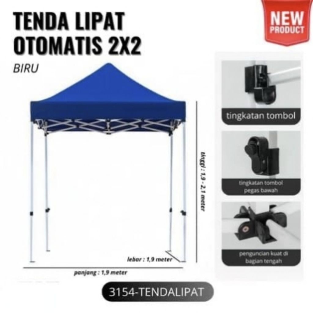 Tenda Lipat 2x2 Otomatis Warna Biru / Tenda Outdoor