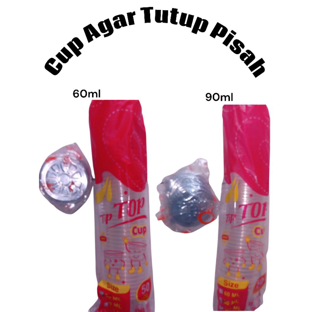 Cup Agar/Jelly Tutup Pisah 60ml/90ml