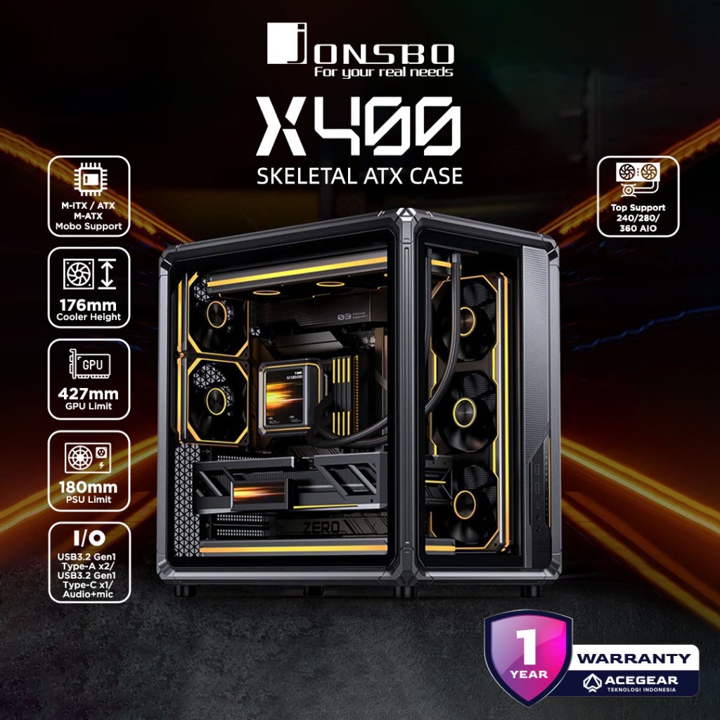 JONSBO X400 Grey (Premium ATX PC Case)