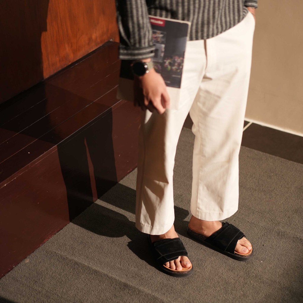 BESTPROMO Sandal Pria - Brussel Suede Series Zoe Berlin - Sendal Cowok Cork Vintage Slide Suede