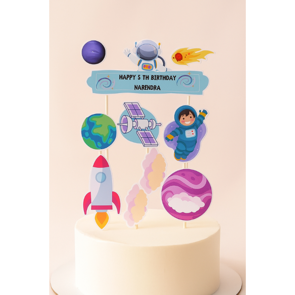 cake topper toper set hiasan kue custom nama birthday karakter astronot