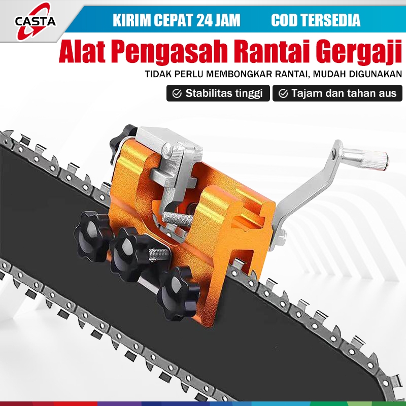 CASTA Pengasah Rantai Gergaji Portable Manual, Alat Asah Pisau Rantai Mesin Potong dengan Kepala Ger