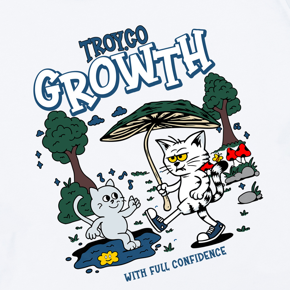 Troy Company Double Sleeve Longsleeve White Navy Growth - Kaos Lengan Panjang Kaos Putih DSD 3493