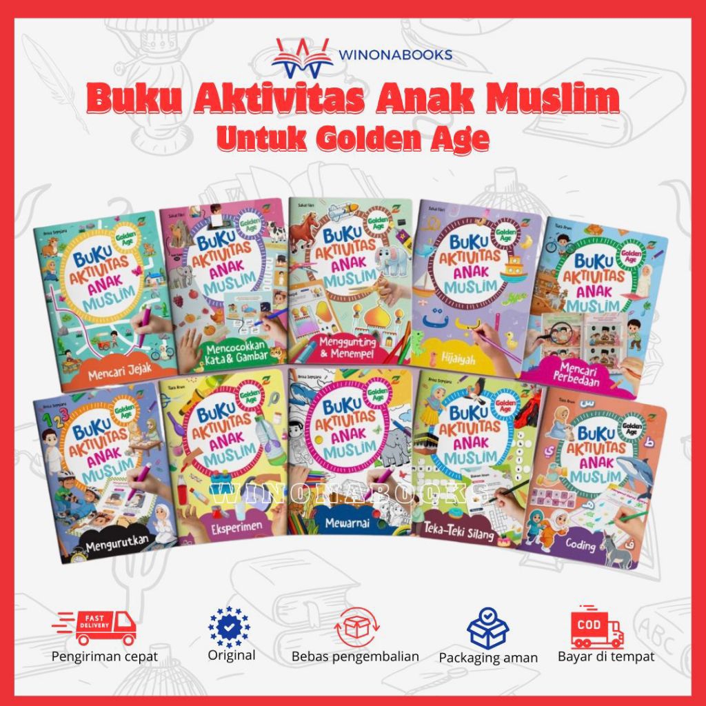 BUKU AKTIVITAS ANAK MUSLIM 10 PAKET  ~ buku aktivitas anak Muslim 10 paket  ~ Winonabooks x ziyadboo