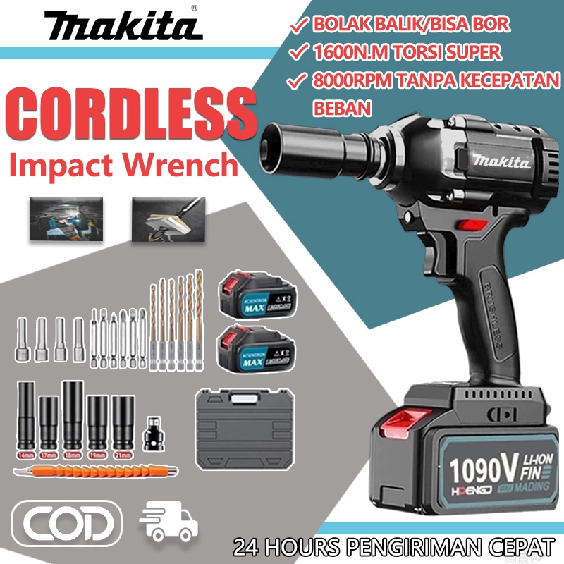 Cordless Impact Wrench1090V Impact Wrench Cordless 588V Baterai Brushless Impact Wrench Spanner Sets