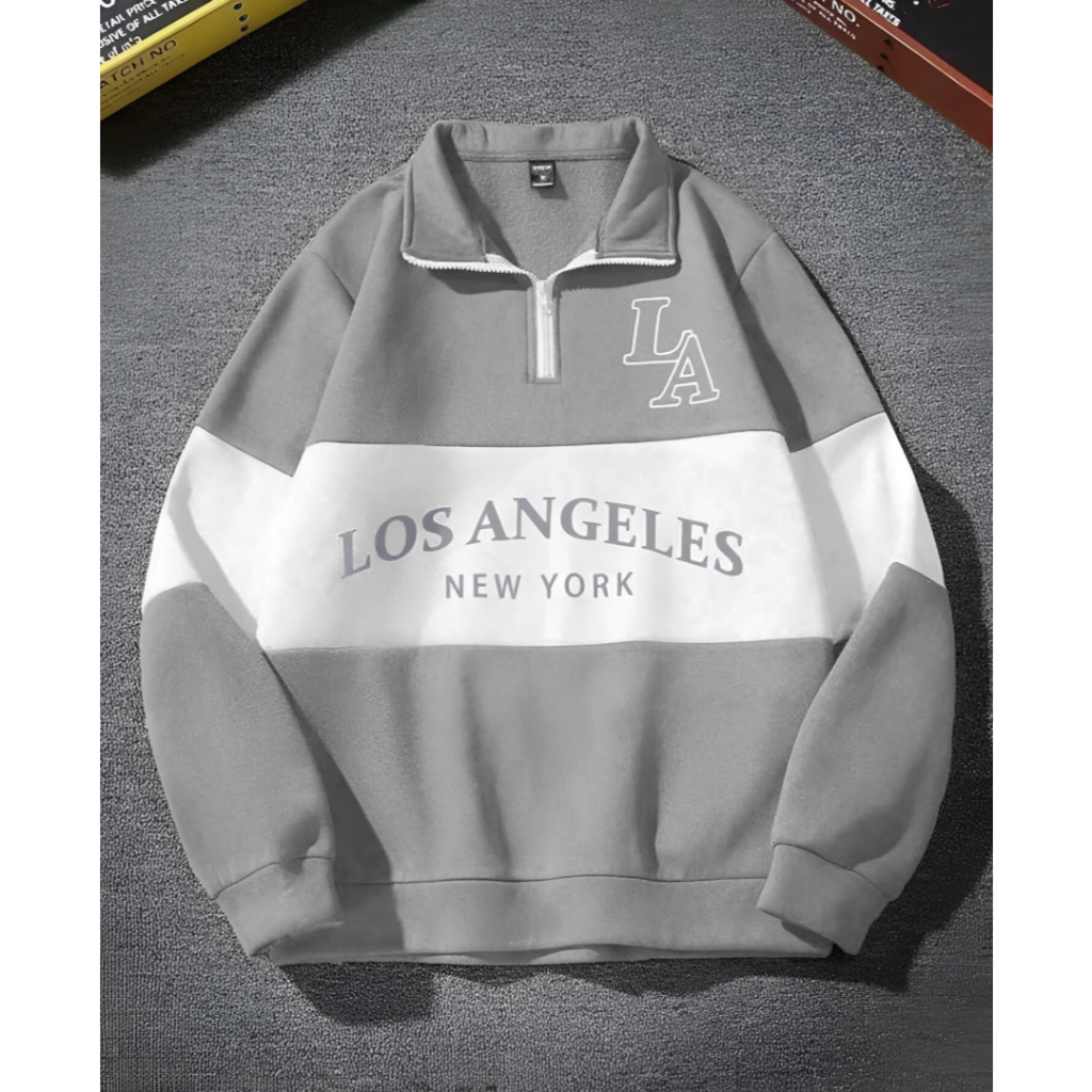 Sweater Oversize Sweater ZIpper Jumbo Sweater Kombinasi Fleece All Size S M L XL 2XL 3XL 4XL 5XL