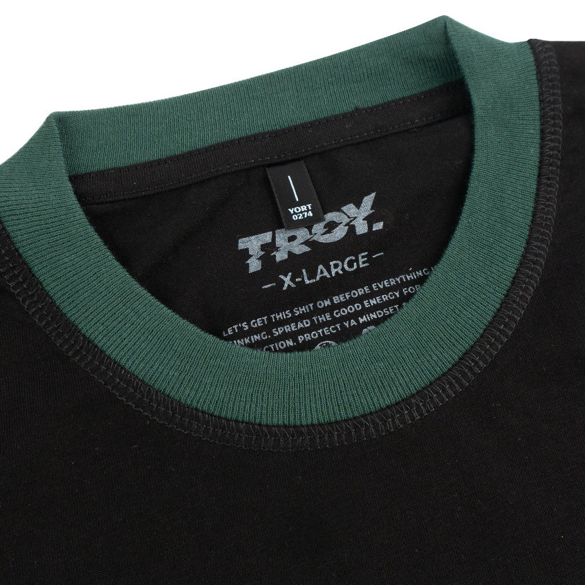 Troy Company Double Sleeve Longsleeve Tshirt Black Green Happy Hoot - Kaos Lengan Panjang Kaos Hitam DSD 3483