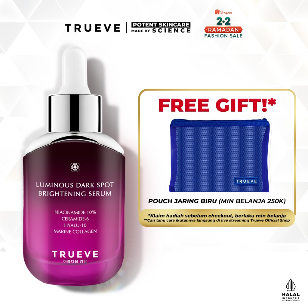 TRUEVE Luminous Dark Spot Brightening Serum - Serum Pencerah Muka dan Penghilang Flek Hitam Menjaga 
