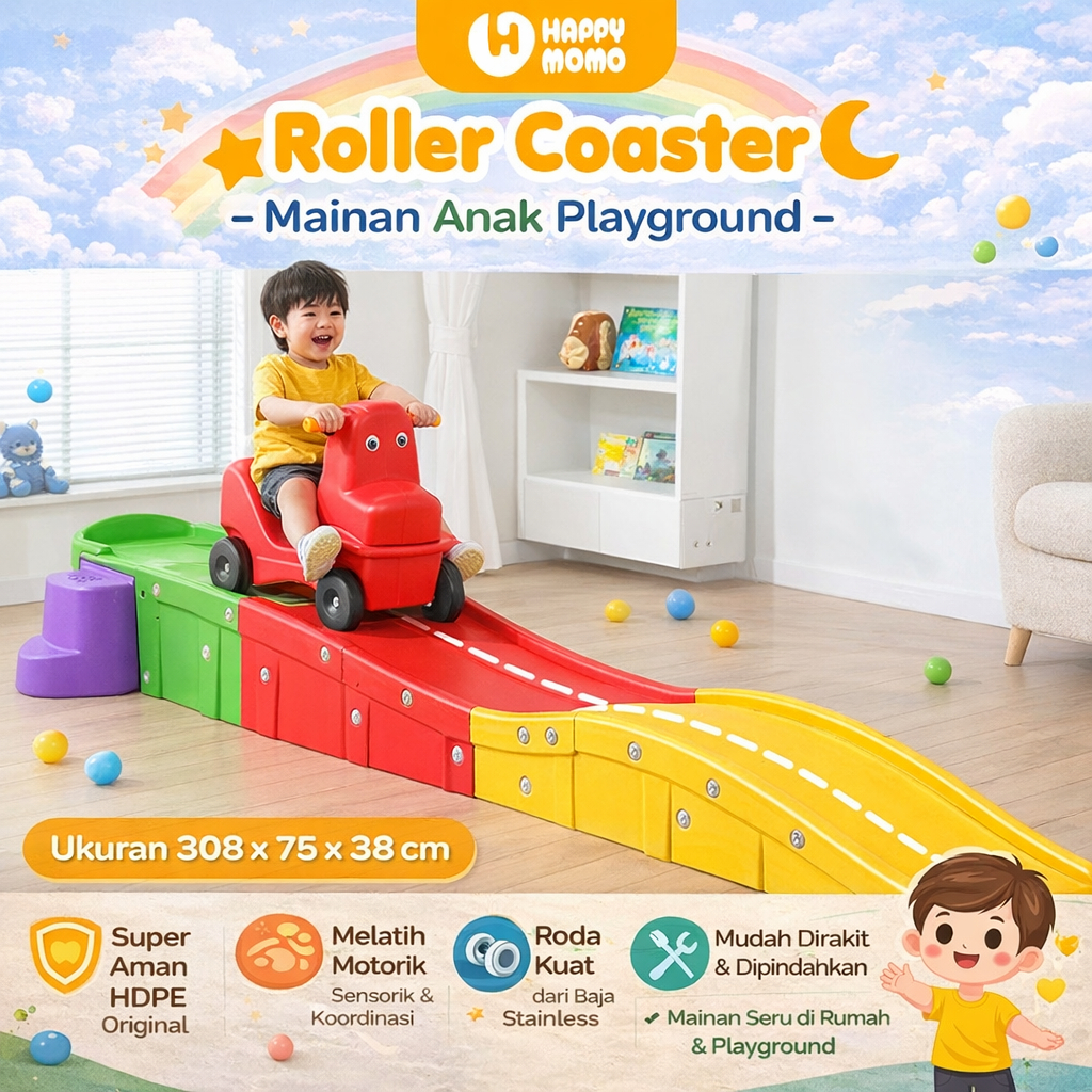 Happy Momo Mini Roller Coaster Anak H2301 – Mainan Playground Edukatif & Seru