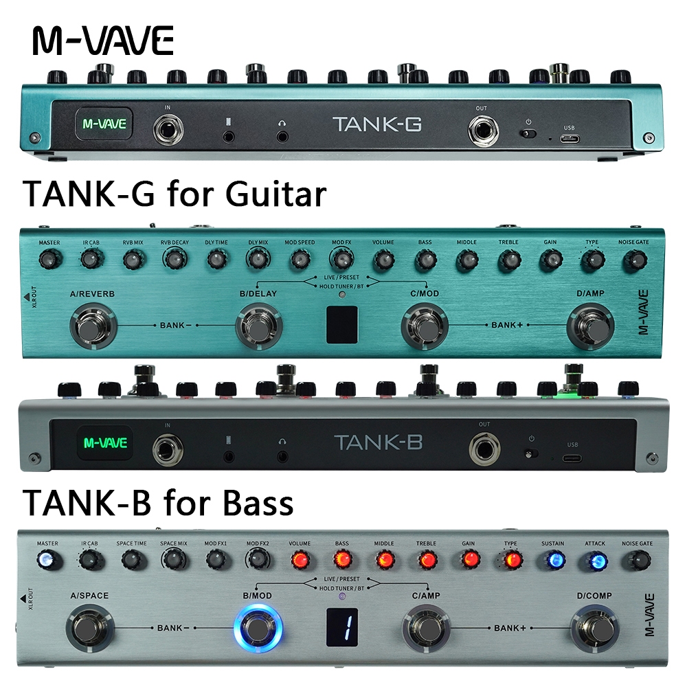 Efek Gitar M-VAVE TANK-G TANK-B Multi Effects dengan Baterai 3000mAh