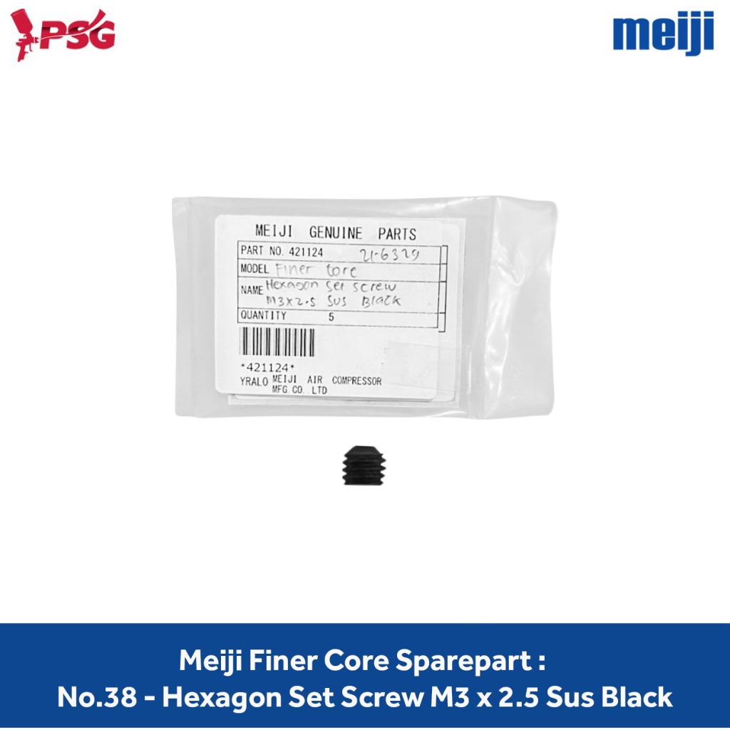 Meiji Finer Core Sparepart: No.38 - Hexagon Set Screw M3X2.5 SUS Black